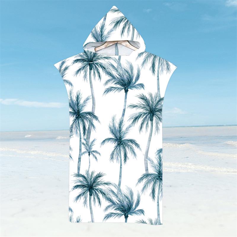 Microfiber Quick-Dry Hooded Beach Poncho Bathrobe for Adults