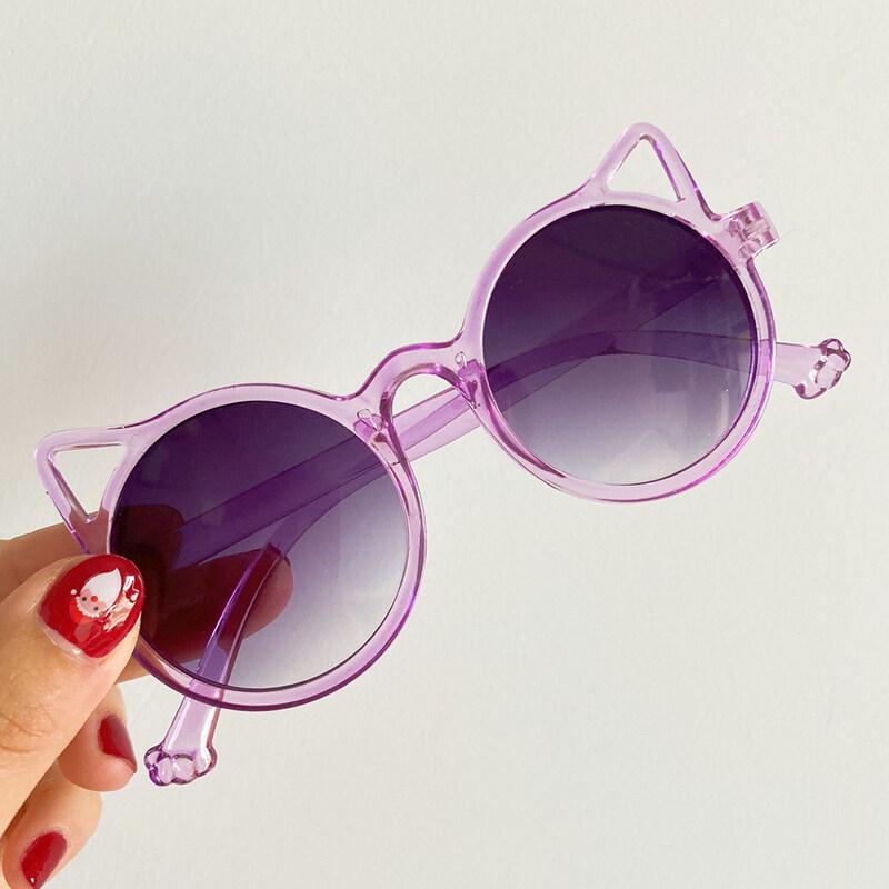 

New Children s Sunglasses Fashion Cat Ears Sunglasses New Sunglasses Children s Glasses Non-polarized Fashion Accessory фиолетовый