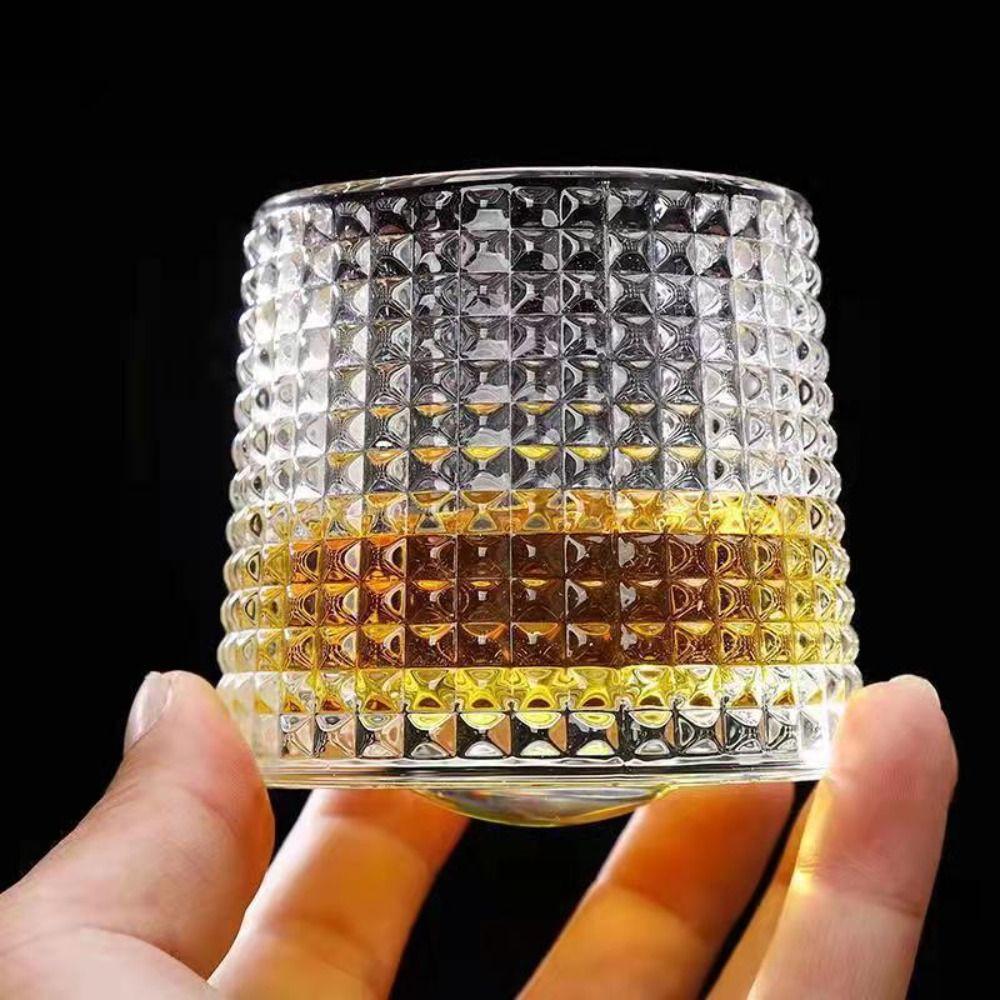 S podstavcem, skleněný kelímek, 360° otočné rotující sklo, domácí kancelář, rotující sklenice na whisky
