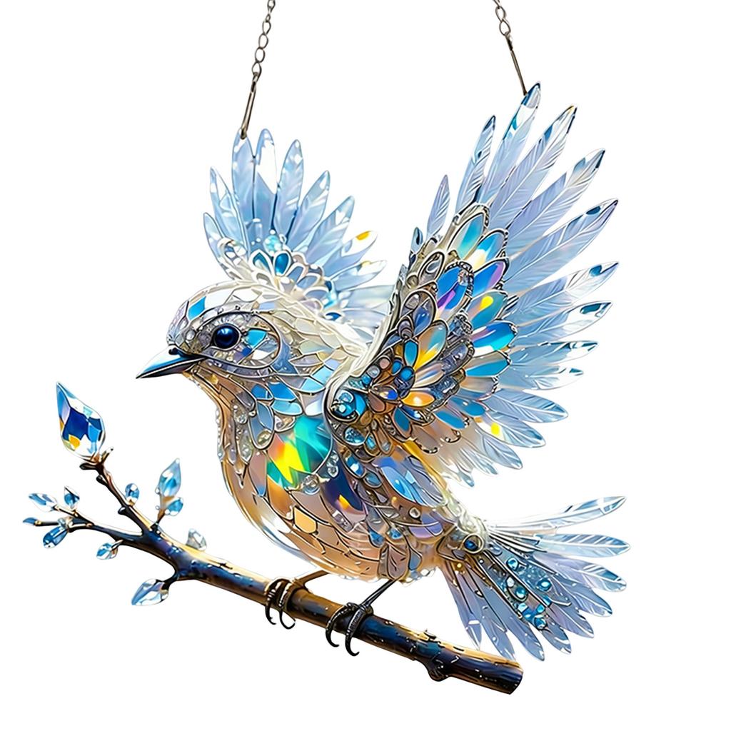 Crystal Sky Stained Art Ornament, Crystal Inspired Acrylic Bird Hanging Decoration, Diamond Art Bird Window Hanging, For Gardens Indoor Window