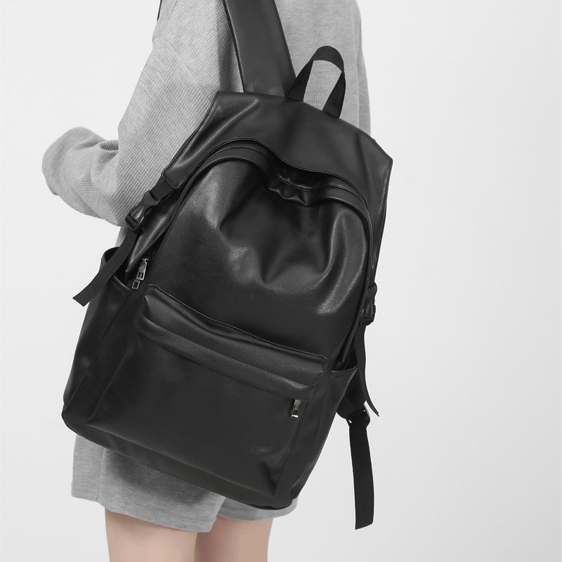 Hong Kong Style Solid Color Ins Locomotive Street Style Student Schoolbag Spring Large-capacity Backpack