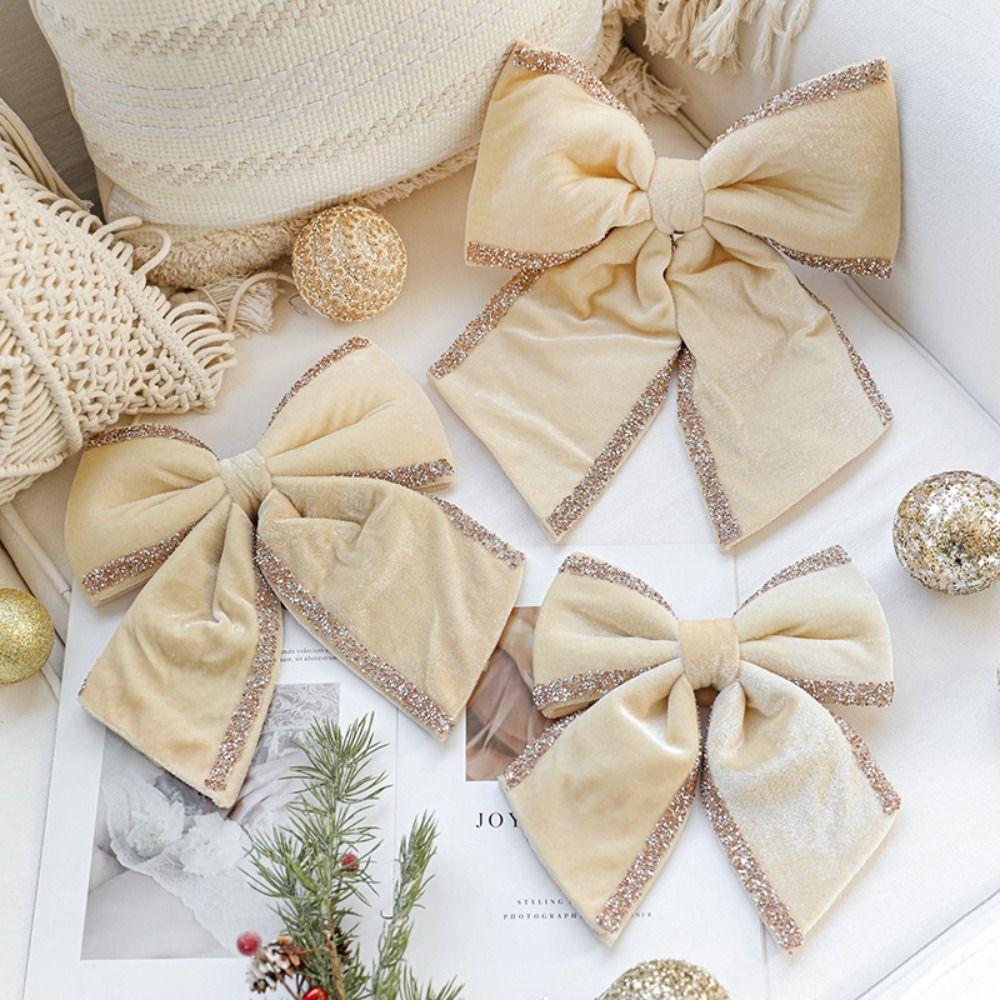 DIY Craft Christmas Tree Bowknot Cartoon Glitter Christmas Bow Party Wedding Decoration