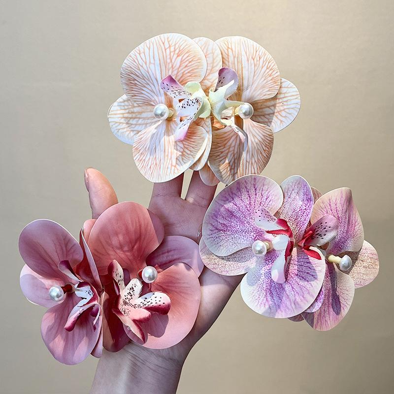 Fabric Pearl Flower Hairpin Spring and Summer Small Fresh and Sweet Duck Bill Clip Back Head Hair Bangs Side Clip Hair Accessories