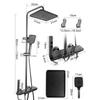 Grey Shower Set Four-Function Smart Digital Display Shower System Rainfall Pressurized Wall-mounted Piano Key Shower Faucet Set