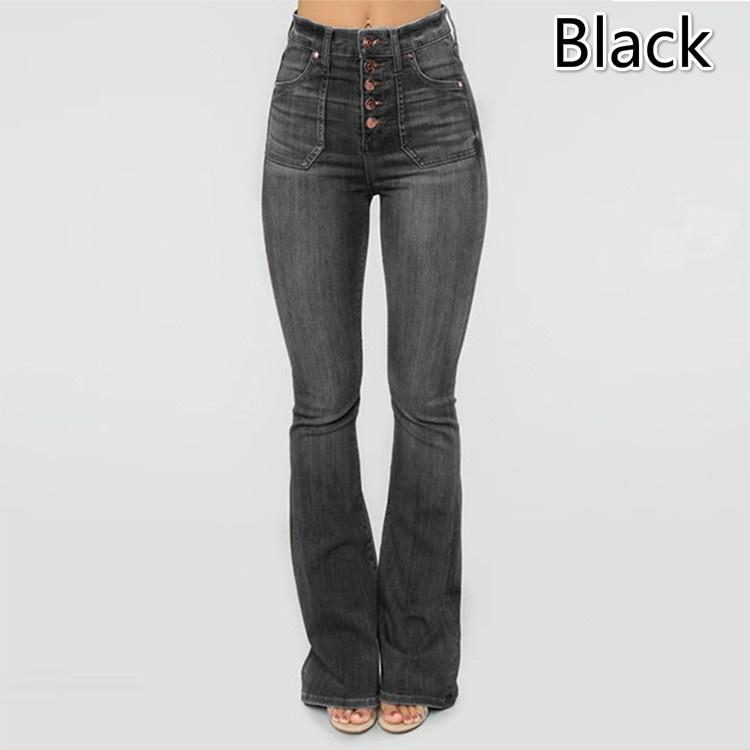 Women's Pants High Waist Solid Color Washed Jeans