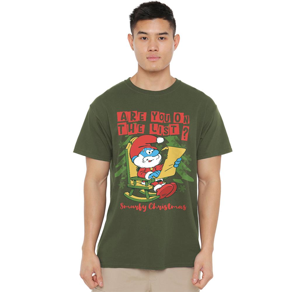 The Smurfs Unisex Adult Are You On The List Papa Smurf Christmas T-Shirt