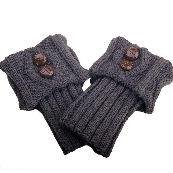 Women's Knitted Woolen Leg Warmers - Short, Diamond Pattern, Turn-Down, 2-Button, Fashionable Boot Covers for Autumn/Winter