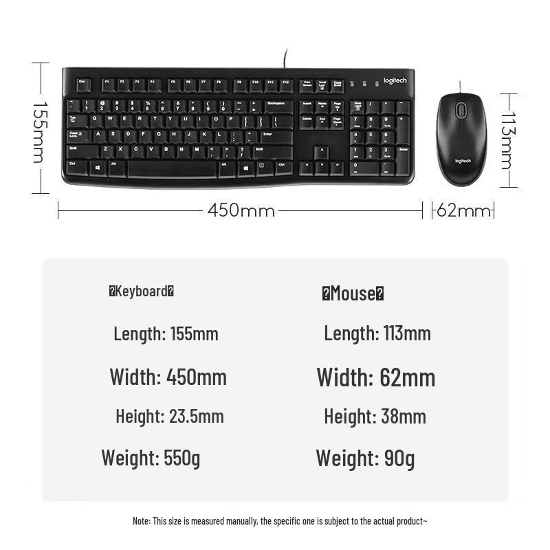Logitech MK120 Full-Size Wired Keyboard and Mouse Combo
