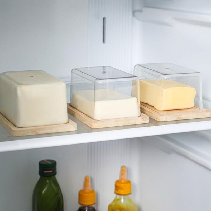 Große Kapazität Arbeitsplatte Butterdose Platte mit Acryldeckel Küchenaufbewahrung Butterbehälter Box Butter Geschirr