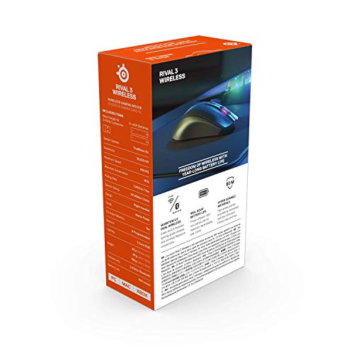 SteelSeries Mouse de gaming wireless 2.4Ghz/Bluetooth compatibil cu latență redusă Rival 3 Wireless 62521