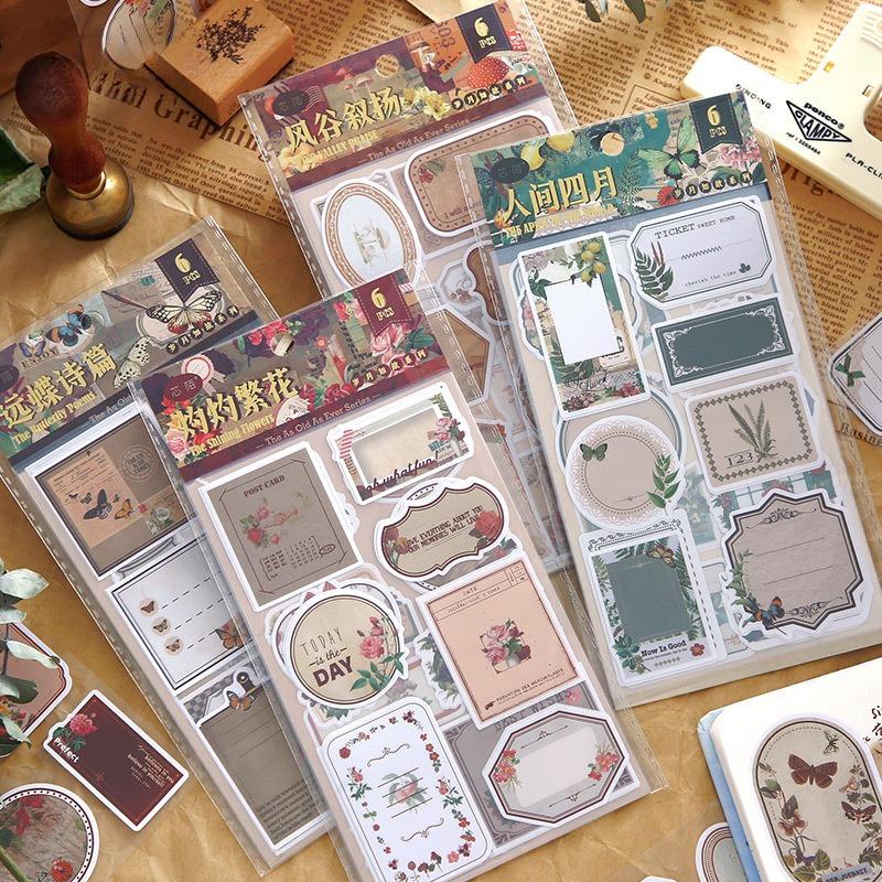 26pcs/1 lot Sticker Pack The 'Time Remains the Same' Series - Retro-Themed Irregular Shouzhi Decorative Materials