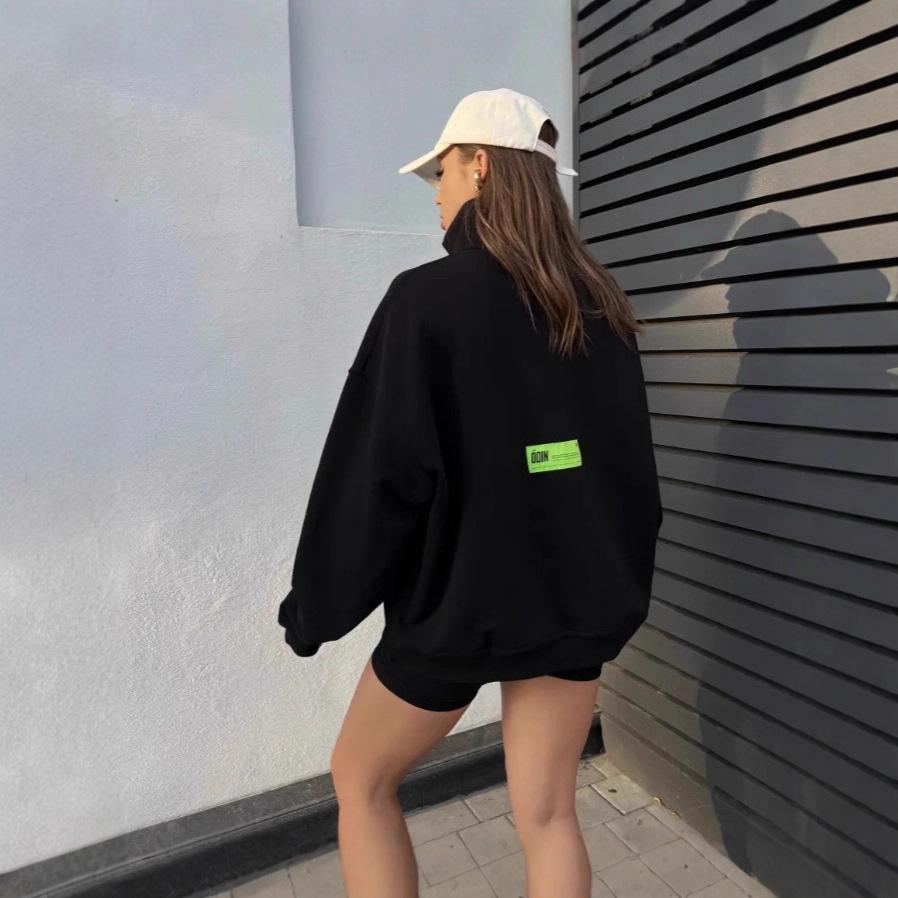 Personalized trendy brand ruffian handsome design sense printing autumn and winter new thickened warm lapel sweater XXL 2900₽