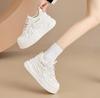 Fashion 8.5CM White Genuine Leather Women's Casual Woman Vulcanize Sneakers Breathable Meah Sport Walking Platform Flats Running Shoes