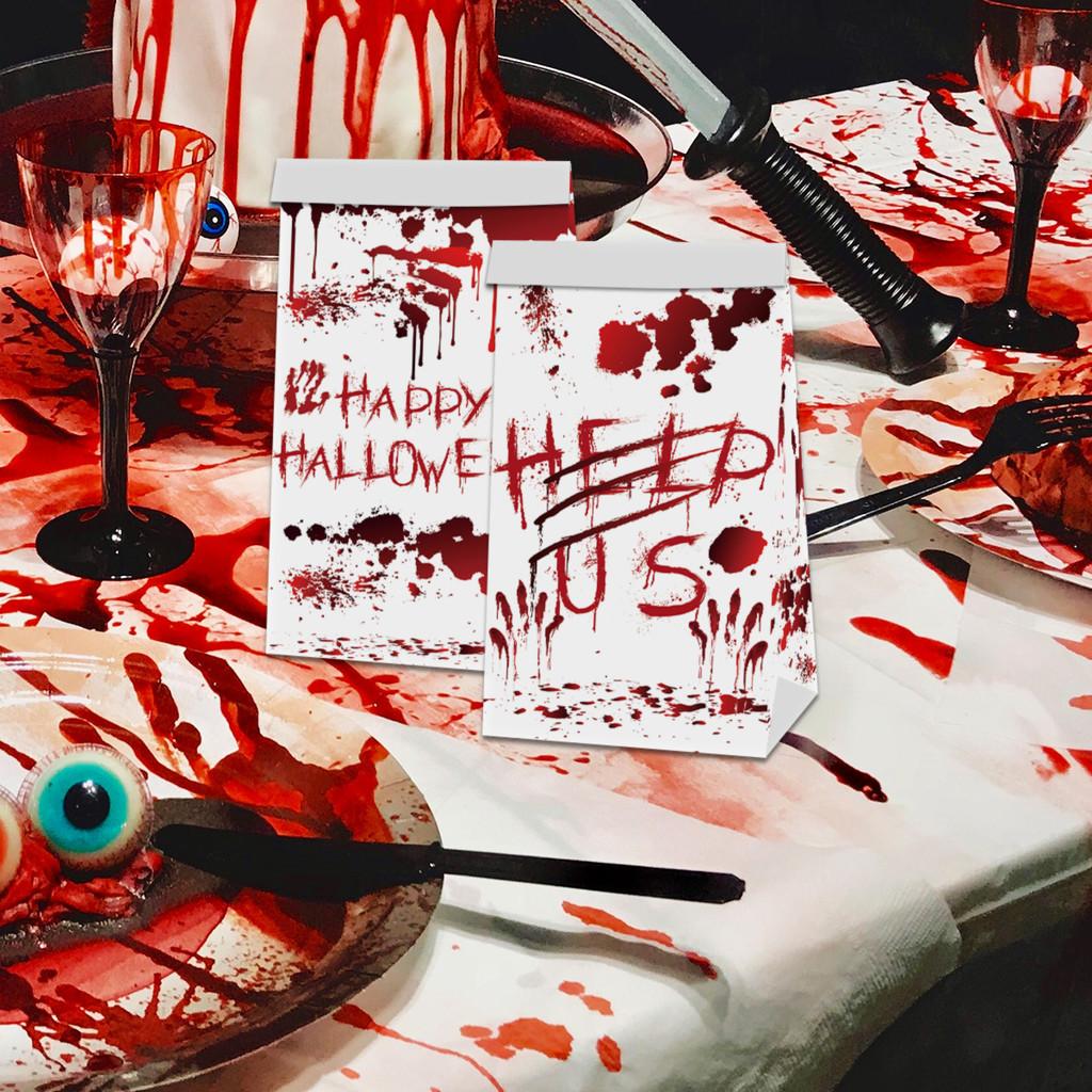 Horror Themed Halloween Blood Hand Pattern Party Candy Snack Packaging Bag Paper