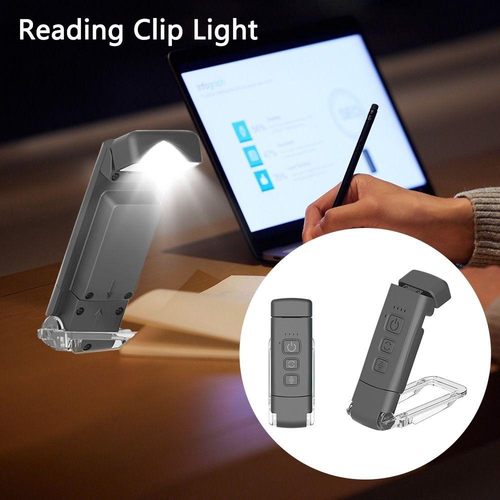 USB Rechargeable Reading Light 3 Colors Light Lamp Clip New Bookmark Night Light Reading