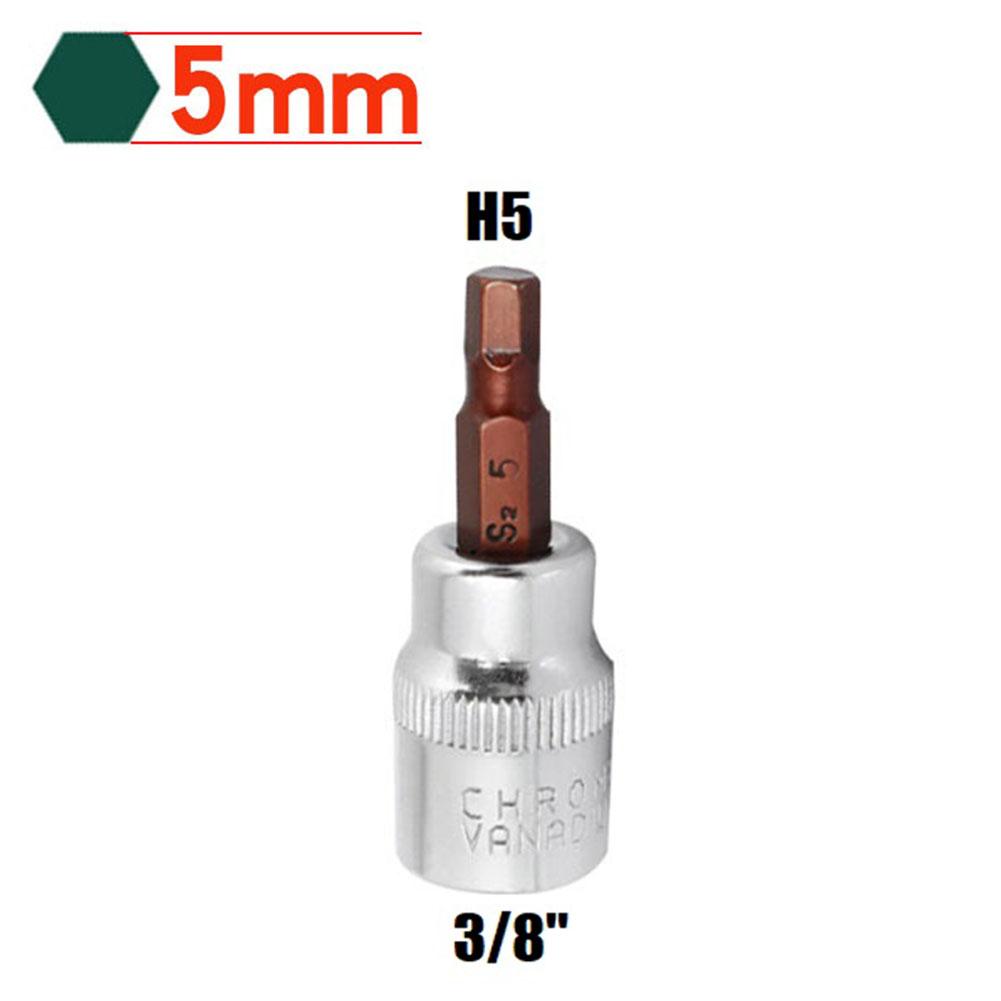 1pcs 3/8 Square Drive Socket Wrench Hex Screwdriver Bits H3 H4 H5 H6 H8 H10 Hexagon Ratchet Wrench Bit Socket Tool