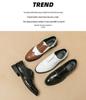 British Men's Carved Leather Brogues with Pointed Toe - Plus Size Formal & Casual Color Block Shoes