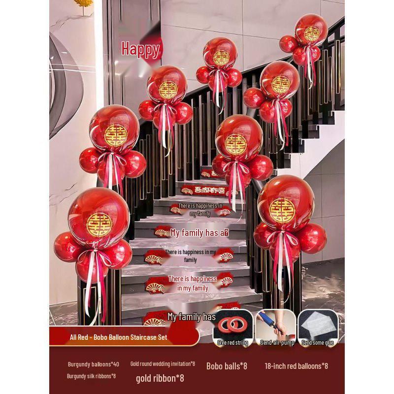 Tinsel Wedding Room & Stair Décor Set with Balloons - Bride & Groom's Side Decoration Kit