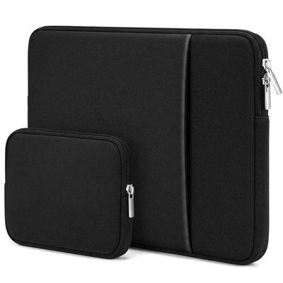 15" Laptop Sleeve with Pouch - Scratch-Resistant for MacBook Air/Pro HP Asus Lenovo - Black
