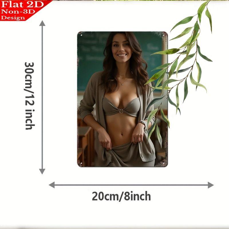 Vintage Kvinlig Silhuett Metall Logotyp för Bar & Garage