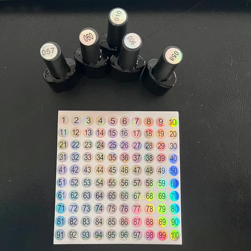 5 Sheet(1-500) Laser Number Sticker Label For Nail Polish Color Tips Display Marking Stickers Numbers Guide DIY Manicure Tools