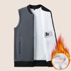 Gilet d'hiver sans manches pour homme, col montant, couleur unie, polaire épaisse, garde au chaud, grande taille, protection du cou, gilet d'hiver pour le quotidien