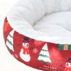 Winter Cat Mat Comfortable Round Christmas Calming Pet Sofa Pet Kitten Fuzzy Sleeping Mat For Home Dorm Bedroom Living Room