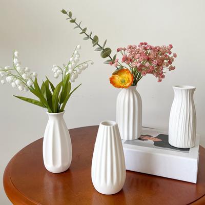 Jarrón de cerámica nórdica blanca para flores, estilo retro, para oficina, escritorio, decoración, maceta de cerámica.
