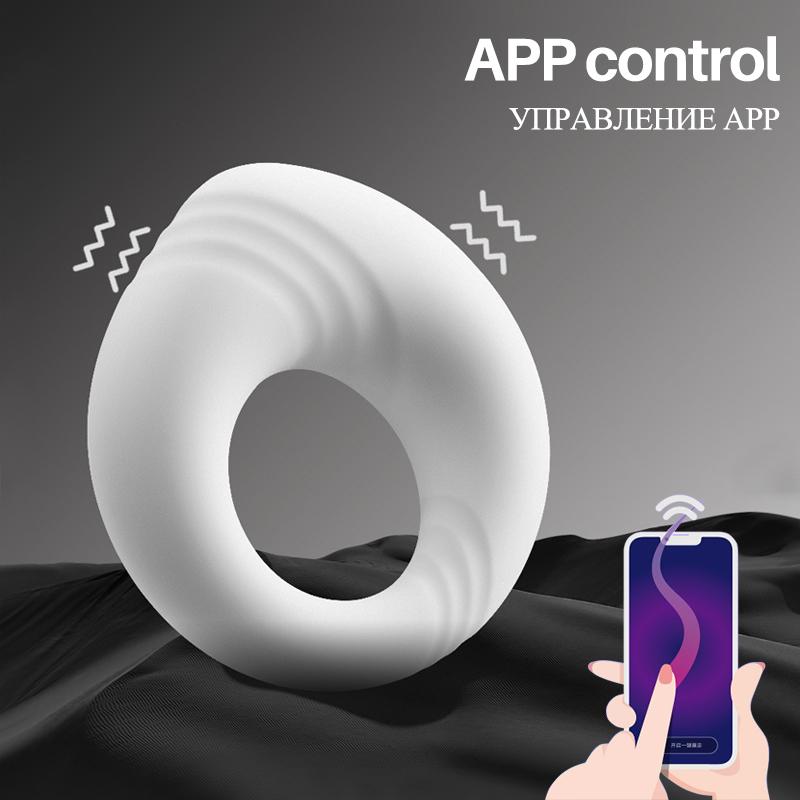 Male Penis Ring Mobile Bluetooth APP Remote Control Powerful Vibration Delay Ejaculation Massager Adult Vibrator