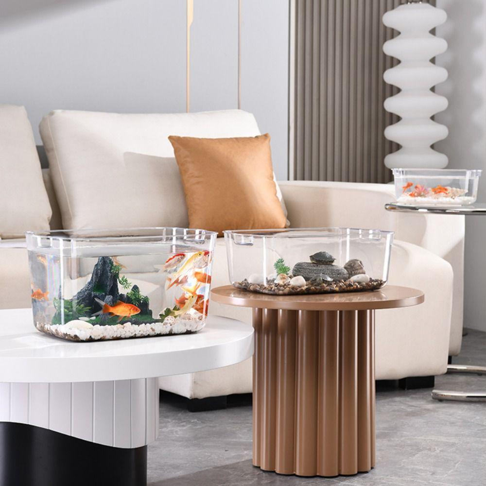Transparent Desktop Goldfish Bowl PET Tabletop Fish Tank Mobile Small Fish Tank  Home