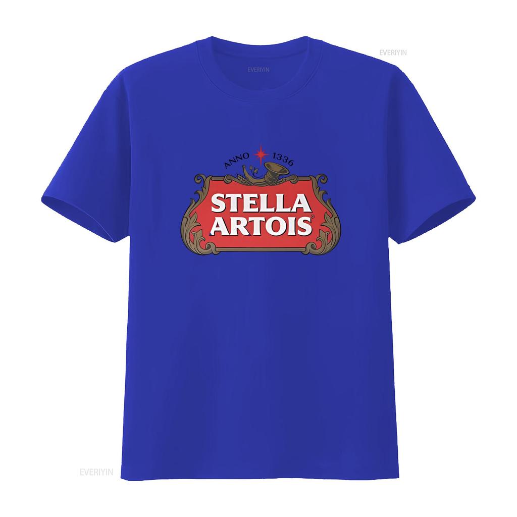 Stella Artois Koszulka z nadrukiem logo w stylu vintage Czarna Retro Design vintage Prana odzież designerska Codzienna Wygodna Oddychająca