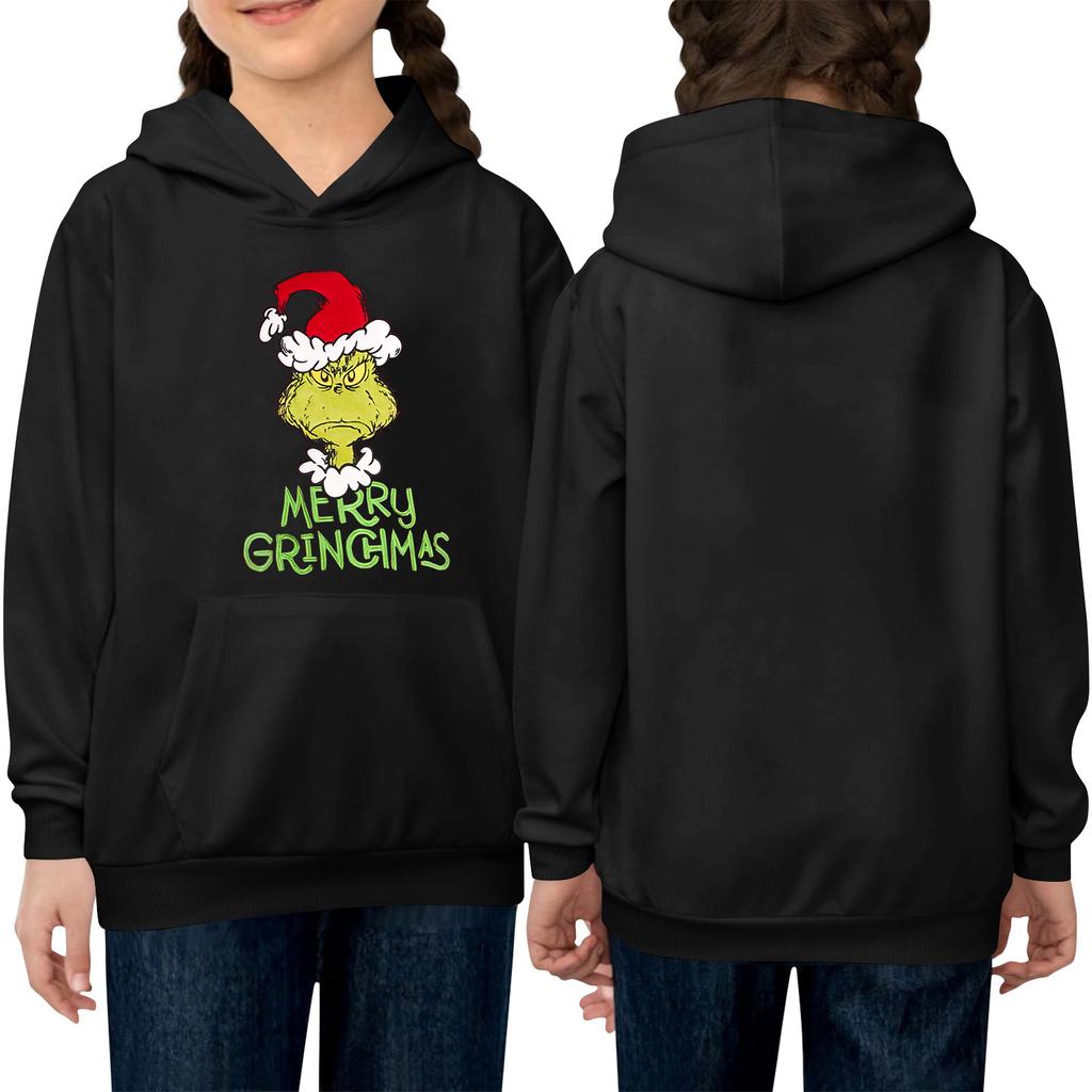 Children's Long-sleeved Loose-fitting Pullover Hoodie With Drawstring And Solid Color