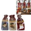 3Pcs Grid Pattern Linen Wine Bottle Cover Red Wine Champagne Bottle Bag Christmas Decoration