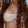 Stylish Pearls Body Necklace Fashionable Waist Chain Bra Chain Portable for Enhancing Curves At Romance Event Wear