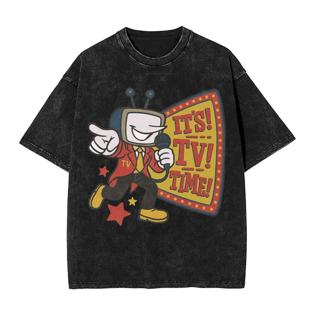 Hip Hop ITs TV Time Funny Tenna Deltarune Chapter Merch T Shirt for Unisex Women  Washed Cotton Tee Shirt Clothing