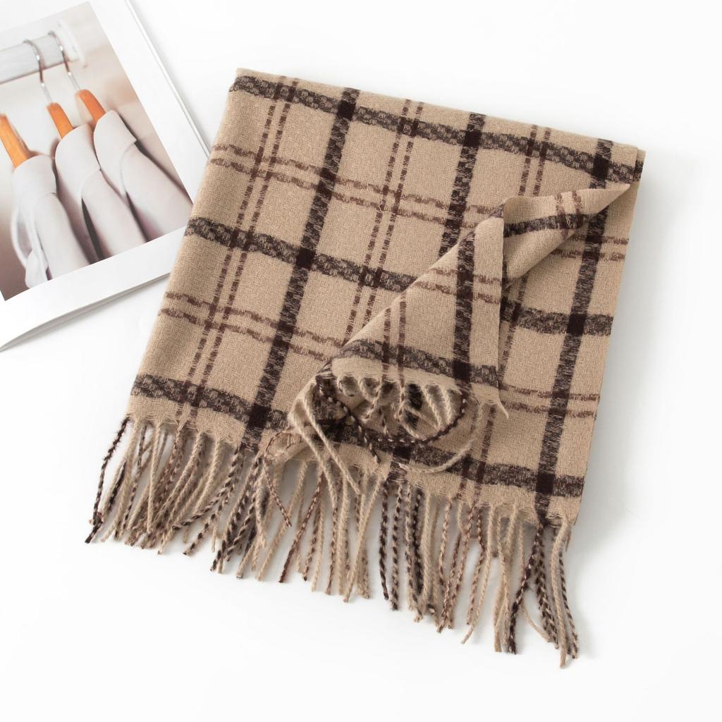 New Korean Sweet and Warm Imitation Cashmere Scarf Plaid Student Couple Winter Thickened Warm Long Scarf