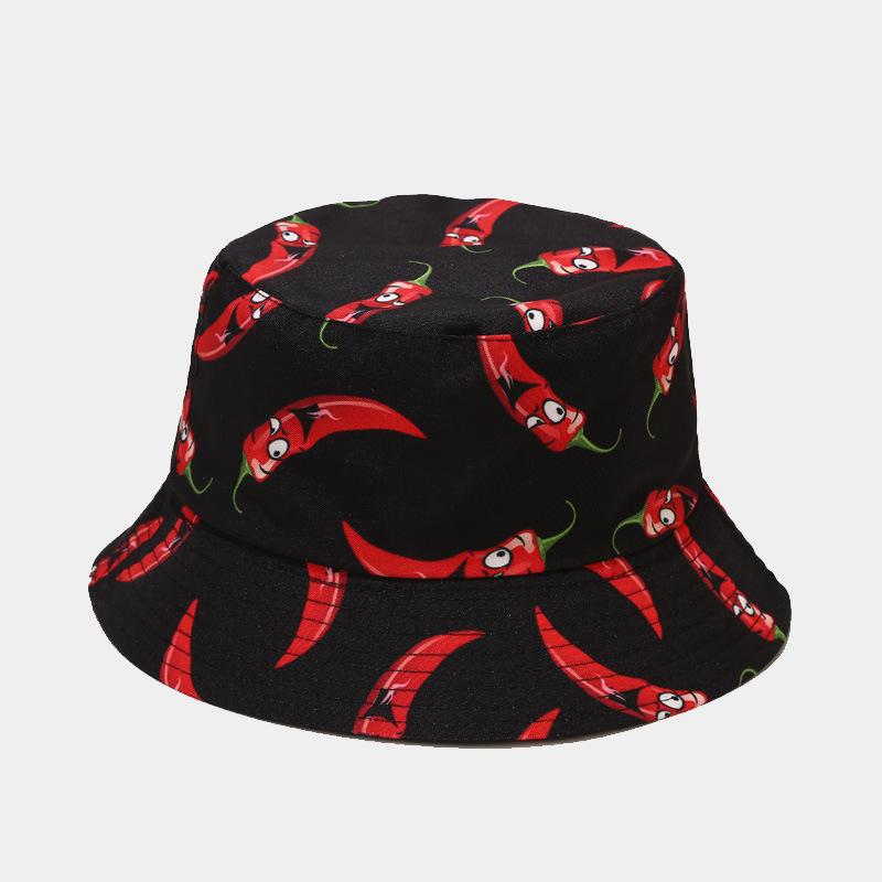 Sombrero de pescador con estampado creativo de vegetales para mujer, sombrero para el sol para exteriores, de verano, versátil