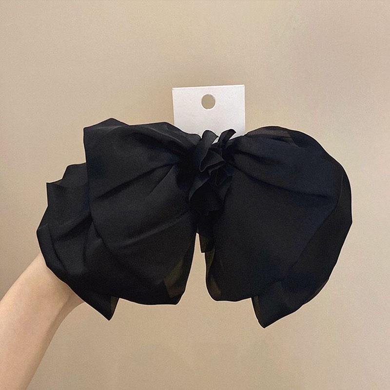 

Заколка для волос с большим бантом, женский пружинный зажим, головной убор, зажим для хвоста, аксессуары для волос чёрный