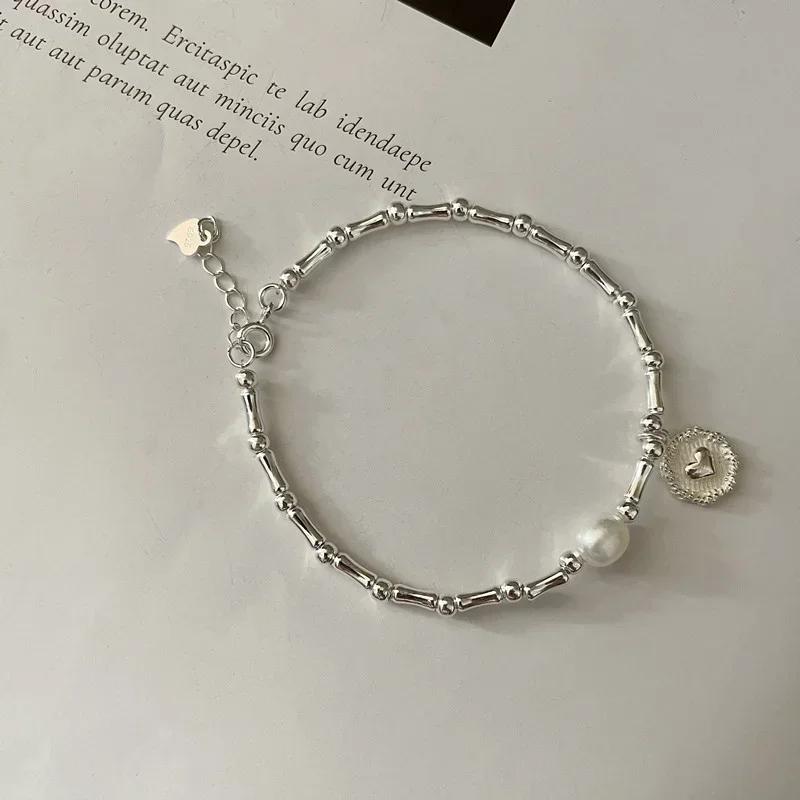 Silver Bracelet Partial Pearls Knots Bracelet for Women Fashion Luxury Design Bead Jewelry Charm Bracelet Gift
