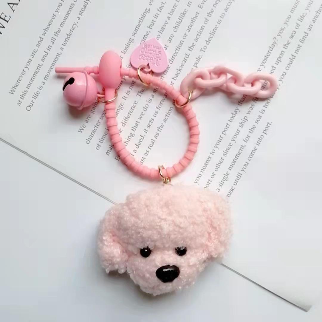 1 st Trendy Teddy Hond Pluche Sleutelhanger voor Vrouw met Schattige Bedel, Decoratief Accessoire voor Sleutels, Tassen & Rugzakken Cadeauzakje Bedel pink