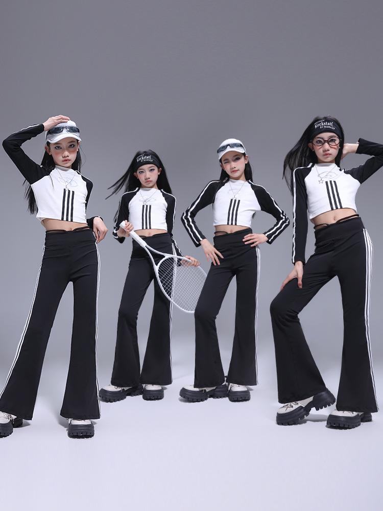 Girls' Jazz Dance Performance Costume - Trendy Streetwear Set for Children's Dance Shows and Fashion Events