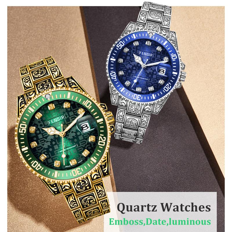 Patterned Steel Band Bracelet Men's Quartz Watch Waterproof Watch Fashionable Personalized Outdoor Sports Reloj