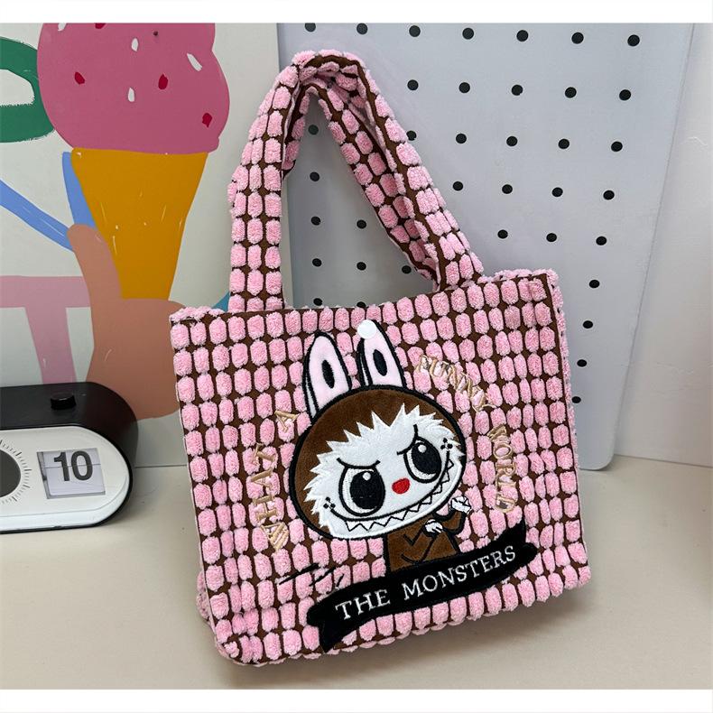 Autumn and winter plush bag for women, cute crossbody handbag, cartoon tote bag, versatile Labu doll bag