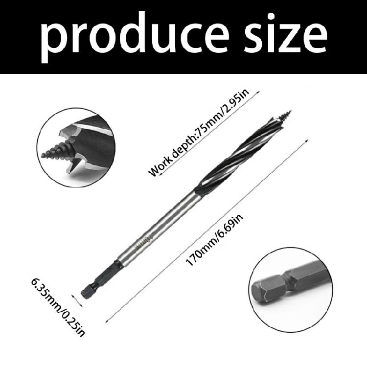 Long Lasting Alloy Steel Four Flute Four Edge Hole Saw Hex Shank Drill Bit Versatile Drilling Wood Plastic Applications