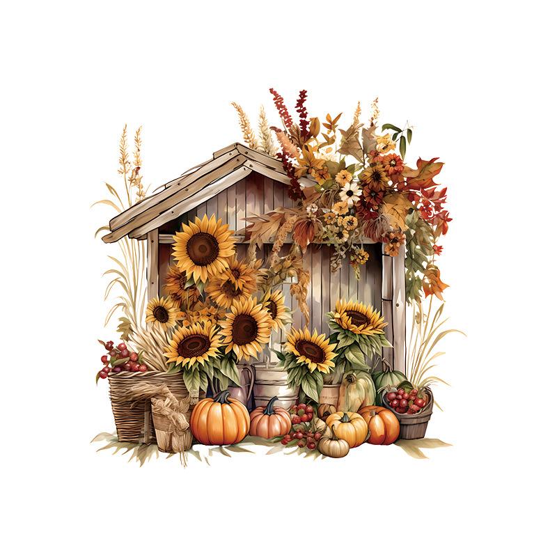 

Осенние наклейки на стену с подсолнухами на День благодарения, фестиваль, спальня, изголовье кровати, диван, фон, украшение, самоклеящиеся наклейки 30x60CMx2pcs