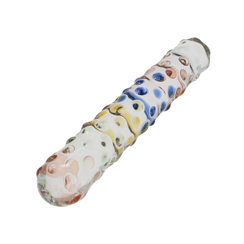 Crystal Glass Stick Spiked Club Floating Point Particles Sex Tools Female Masturbation Adult Supplies Color Straight
