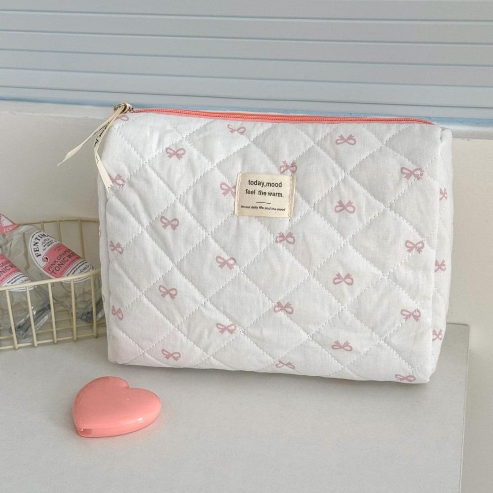 Fashion Blue Bow Women Cosmetic Bag Travel Pouch Large Capacity Makeup Bag 3 Type Zipper Storage Handbag Gifts