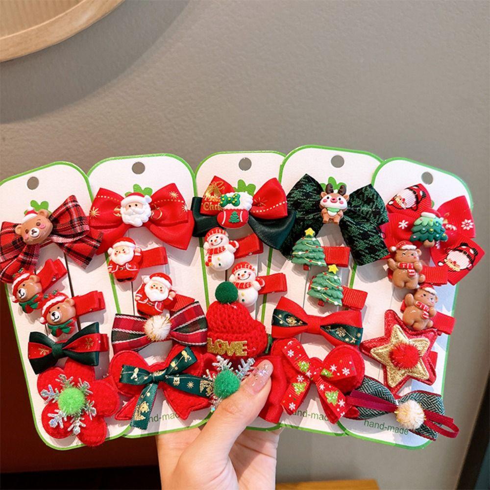 Bow Christmas Hairpin Resin Xmas Barrettes Exquisite Christmas Hair Clip Set Christmas Gifts