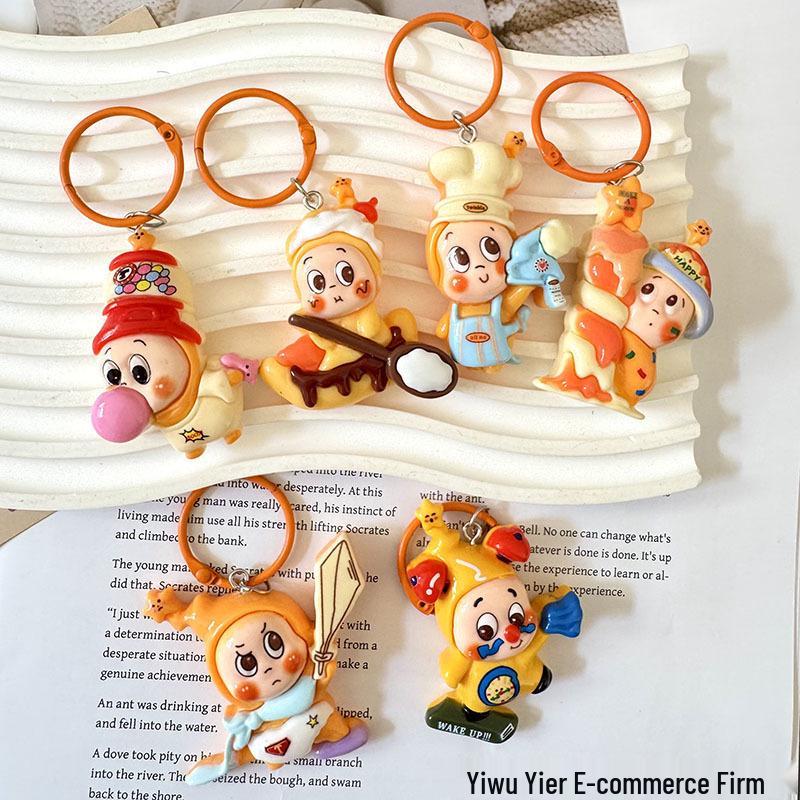 Cute Alien Cartoon Resin Keychain Pendant - Handmade DIY Jewelry Accessories for Girls