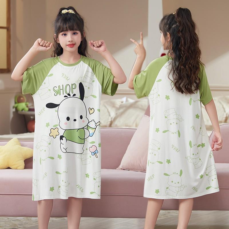 Girls Modals Sleep Dress Thin Nightgown Kids 3-8 Years Cartoon Princess Style Soft Comfortable Home Wear